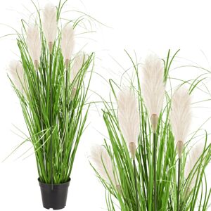 Tutumi Umělá tráva Pamp v květináči 90 cm bílá
