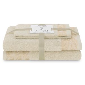 AmeliaHome Sada 3 ks ručníků ALLIUM klasický styl béžová, velikost 30x50+50x90+70x130