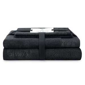 AmeliaHome Sada 3 ks ručníků ALLIUM klasický styl černá, velikost 30x50+50x90+70x130