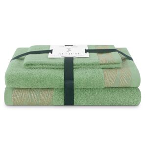 AmeliaHome Sada 3 ks ručníků ALLIUM klasický styl světle zelená, velikost 30x50+50x90+70x130