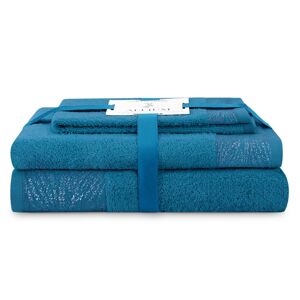 AmeliaHome Sada 3 ks ručníků ALLIUM klasický styl modrá, velikost 30x50+50x90+70x130