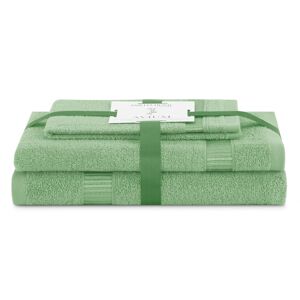 AmeliaHome Sada 3 ks ručníků AVIUM klasický styl světle zelená, velikost 30x50+50x90+70x130