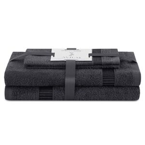 AmeliaHome Sada 3 ks ručníků  AVIUM klasický styl grafitově šedá, velikost 30x50+50x90+70x130