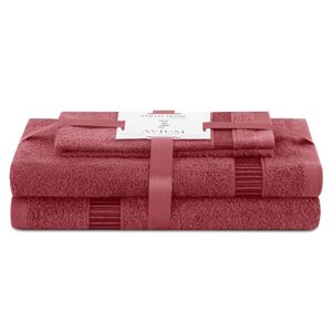 AmeliaHome Sada 3 ks ručníků AVIUM klasický styl tmavě růžová, velikost 30x50+50x90+70x130