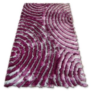 3kraft Kusový koberec SHAGGY 3D CLARK stříbrný / fialový