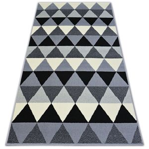 3kraft Kusový koberec BCF BASE TRIANGLES 3813 trojúhelníky černý/šedý