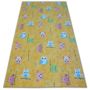 Dywany Lusczow Dětský kusový koberec LITTLE OWL žlutý, velikost 100x100