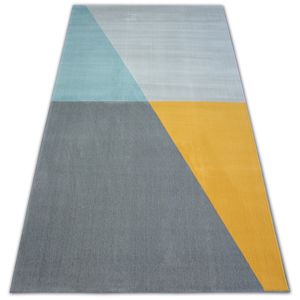 3kraft Kusový koberec SCANDI 18487/572 - trapéz šedý / zlatý / tyrkysový