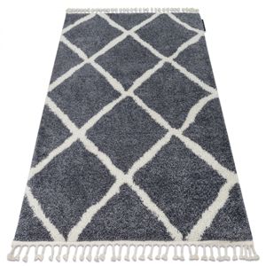 Dywany Lusczow Kusový shaggy koberec BERBER CROSS šedý, velikost 140x190