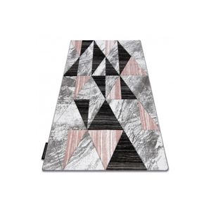 3kraft Kusový koberec ALTER Nano trojúhelníky růžový