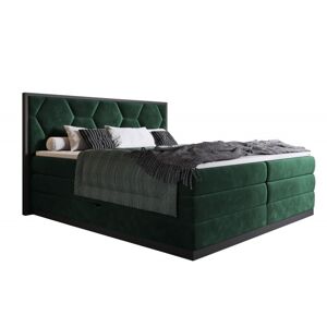 Hector Kontinentální velurová postel Galia 160x200 cm láhvově zelená