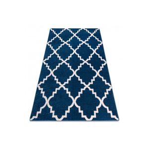 3kraft Kusový koberec SKETCH Henry modrý /bílý trellis