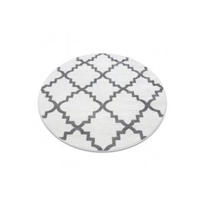 3kraft Kulatý koberec SKETCH EDWARD bílý / šedý trellis