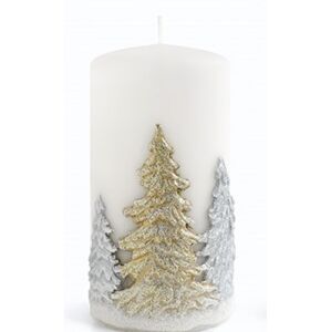 Mondex Dekorativní svíčka Winter Trees II bílá