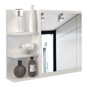 Topeshop Koupelnové zrcadlo s poličkou LUMO levé - bílé