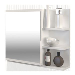 Topeshop Koupelnové zrcadlo s poličkou LUMO pravé - bílé