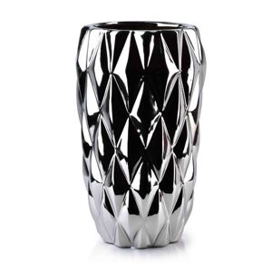 Mondex Keramická váza BASILE 24,5 cm stříbrná