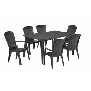 Hector Sada stůl + šest židlí Melody Minnesota šedá