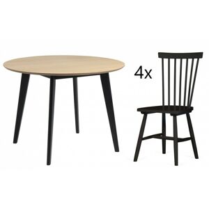 Hector Jídelní stůl Roxby + 4 jídelní židle Edgardo dub/černé