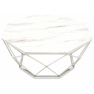 DekorStyle Konferenční stolek VOLARE 100 cm bílý/stříbrný 