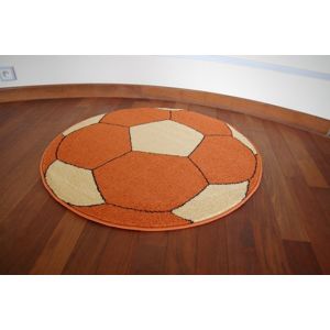 3kraft Dětský kulatý koberec WELIRO FOOTBALL oranžový