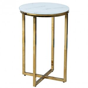 Hector Mramorový konferenční stolek Lunno 40 cm bílozlatý
