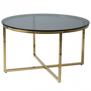 Hector Konferenční stolek z kouřového skla Lunno 80 cm černozlatý