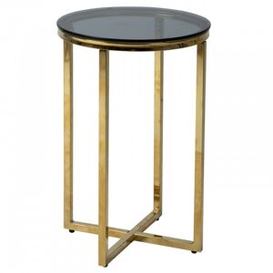 Hector Konferenční stolek z kouřového skla Lunno 40 cm zlatý