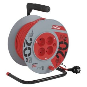 EMOS Prodlužovací kabel na bubnu s pohyblivým středem se 4 zásuvkami 1,0 mm² DULU 20 m červený