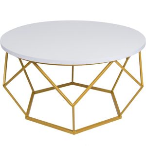 DekorStyle Konferenční stolek DIAMOND 70cm zlatý/bílý
