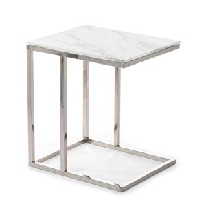 DekorStyle Odkládací stolek LURUS 40 cm stříbrný/bílý