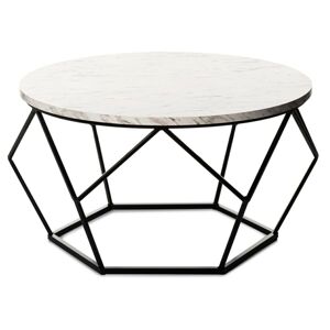 DekorStyle Konferenční stolek Diamond Marmur 70 cm bílý