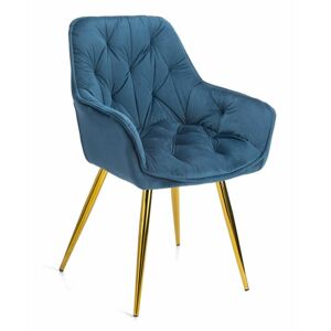 DekorStyle Prošívaná židle HANE modrá/zlatá