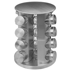 DekorStyle Otočný stojan s 16 kořenkami META stříbrný