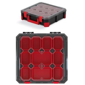 Prosperplast Organizér na nářadí s 10 přihrádkami TITANO 39x39x11 cm černo-červený