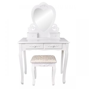 MODERNHOME Toaletní kosmetický stolek se zrcadlem a taburetem Zayn bílý
