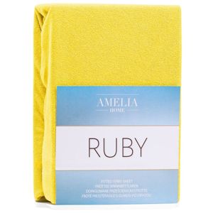 Froté prostěradlo s gumou AmeliaHome Ruby žluté, velikost 80-90x200+30