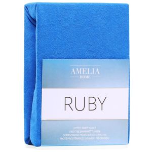 Froté prostěradlo s gumou AmeliaHome Ruby modré, velikost 140-160x200
