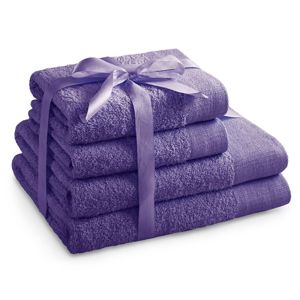 Sada bavlněných ručníků AmeliaHome AMARI fialová, velikost 2*70x140+2*50x100
