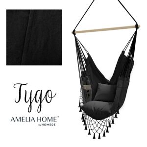 AmeliaHome Závěsné houpací křeslo Tygo černé, velikost 100x130