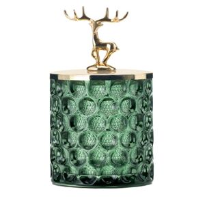 AmeliaHome Šperkovnice Deer I lahvově zelená, velikost 9x9x15cm