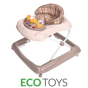 ECOTOYS Dětské vzdělávací chodítko s multimediálním panelem Eco Toys hnědé
