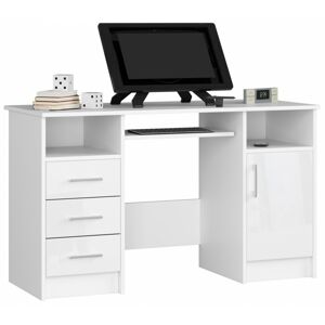 Ak furniture Volně stojící psací stůl Ana 124 cm bílý - lesk