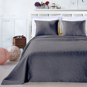 Přehoz na postel DecoKing Elodie ocelový + povlaky na polštáře, velikost 240x260+2*50x60