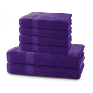 Set 2 osušek a 4 ručníků DecoKing Bella purpurové