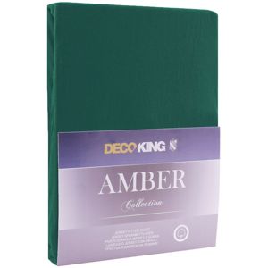 DecoKing Bavlněné prostěradlo AmeliaHome AMBER tmavě zelené, velikost 80-90x200+30