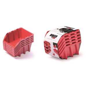 PlasticFuture Sada úložných boxů BINEER LONG 5 ks 19,8x11,8x15,5 cm červené