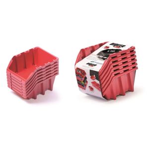 PlasticFuture Sada úložných boxů BINEER LONG 6 ks 24,9x15,8x21,3 cm červené 