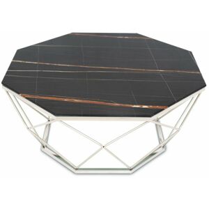 DekorStyle Konferenční stolek VOLARE 100 cm černý/stříbrný