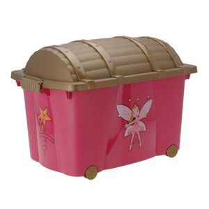 DekorStyle Pojízdná truhla na hračky s princeznou PITRU 57 l růžová